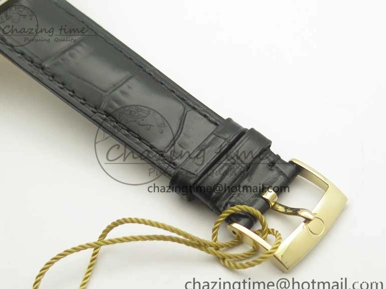 0419 De Ville YG MKF 1:1 Best Edition Silver Dial Diamonds Markers on Black Leather Strap MIYOTA 9015 V Flexible 8046